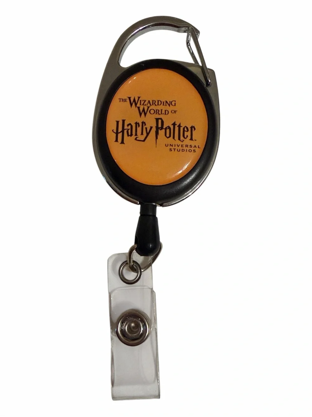 New Harry Potter Hufflepuff Retractable Badge Reel Carabiner Clip ID Card Holder
